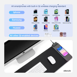 Deskmat with wireless charger. Smartphone and Airpod Charger.