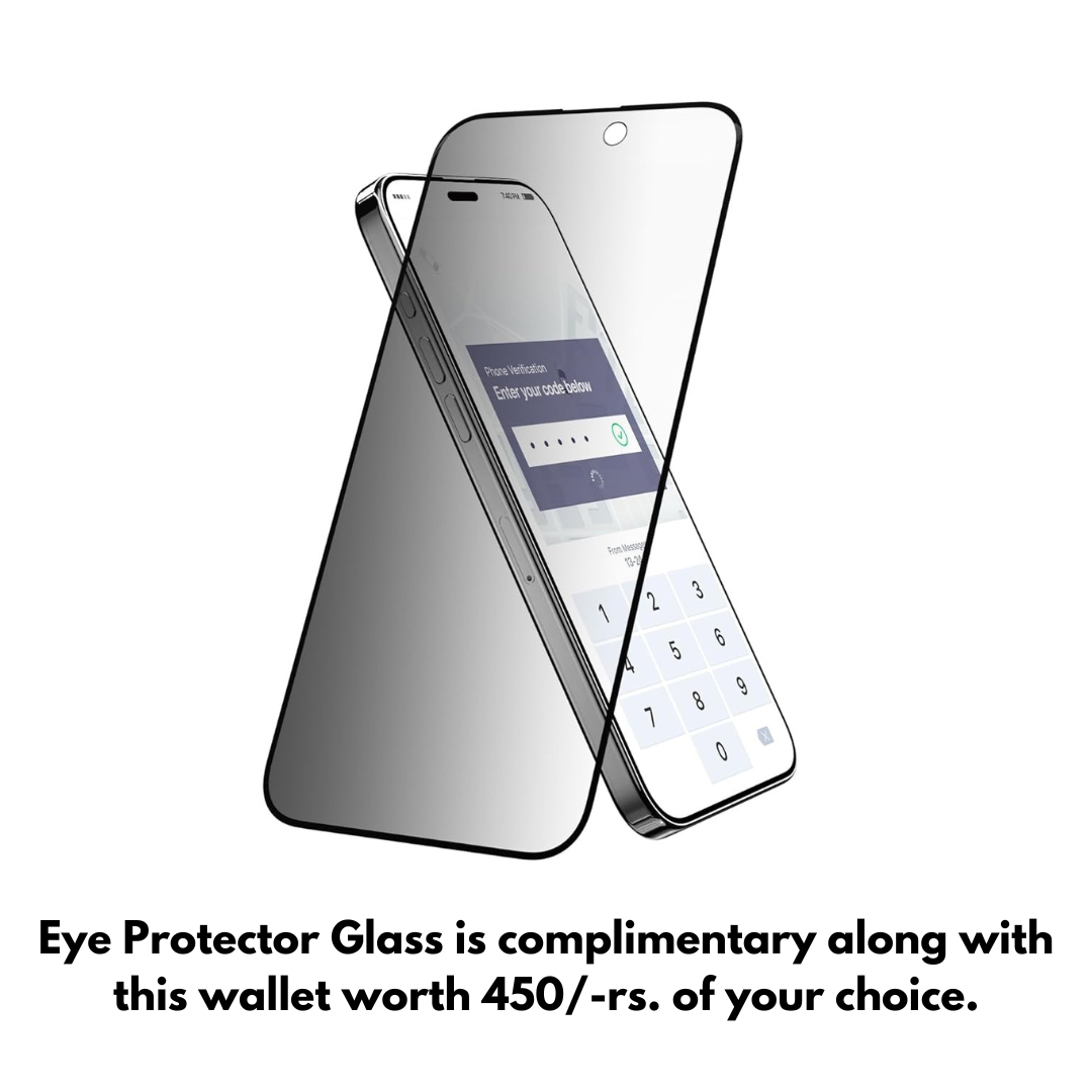 Eye Protector Glass is complimentary with this wallet worth 450 rs